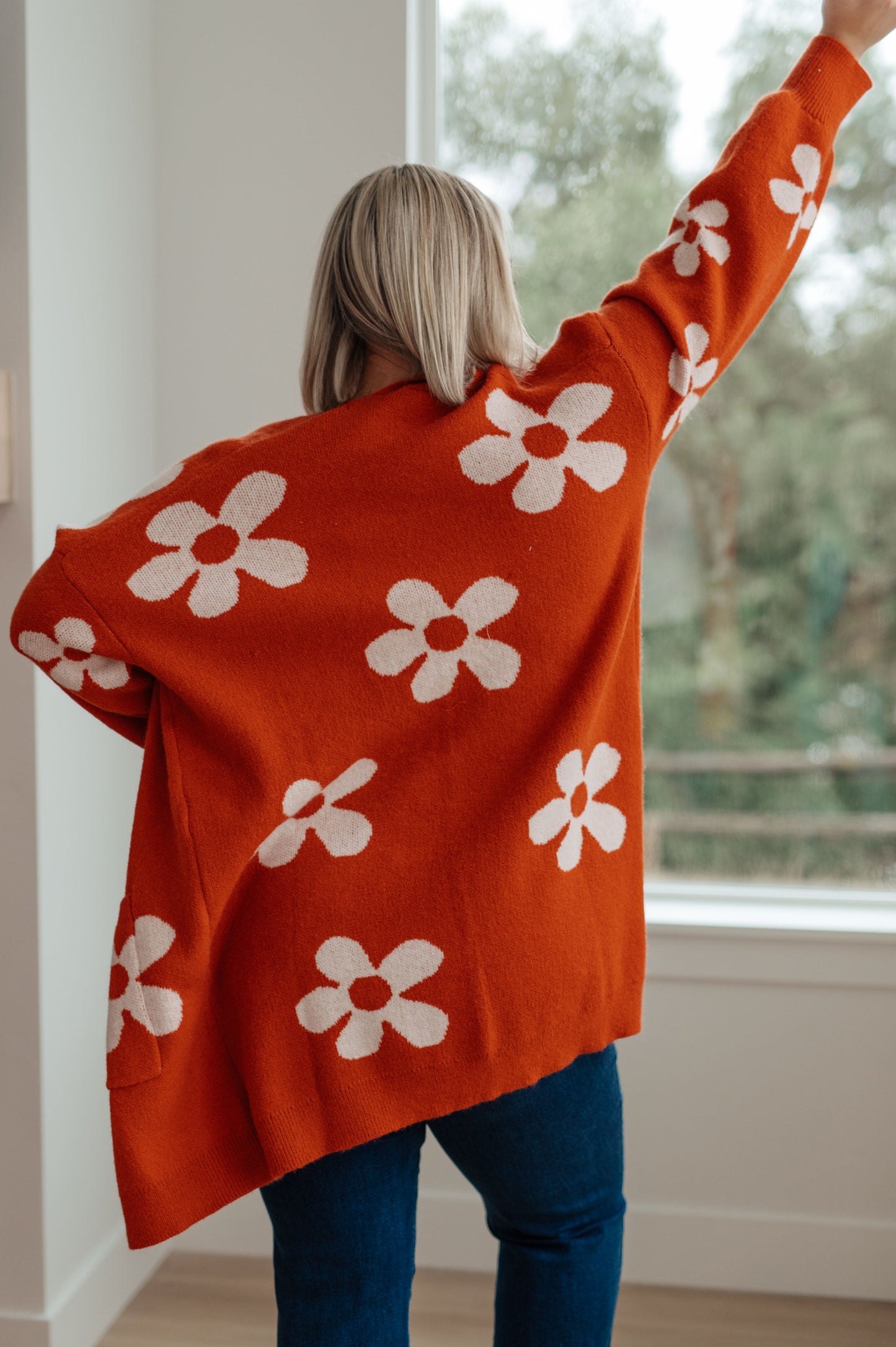 Enough Anyways Floral Cardigan in Burnt Orange - Southern Divas Boutique