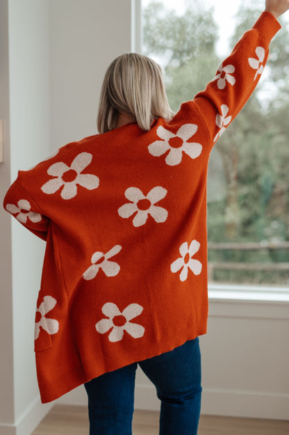 Enough Anyways Floral Cardigan in Burnt Orange - Southern Divas Boutique