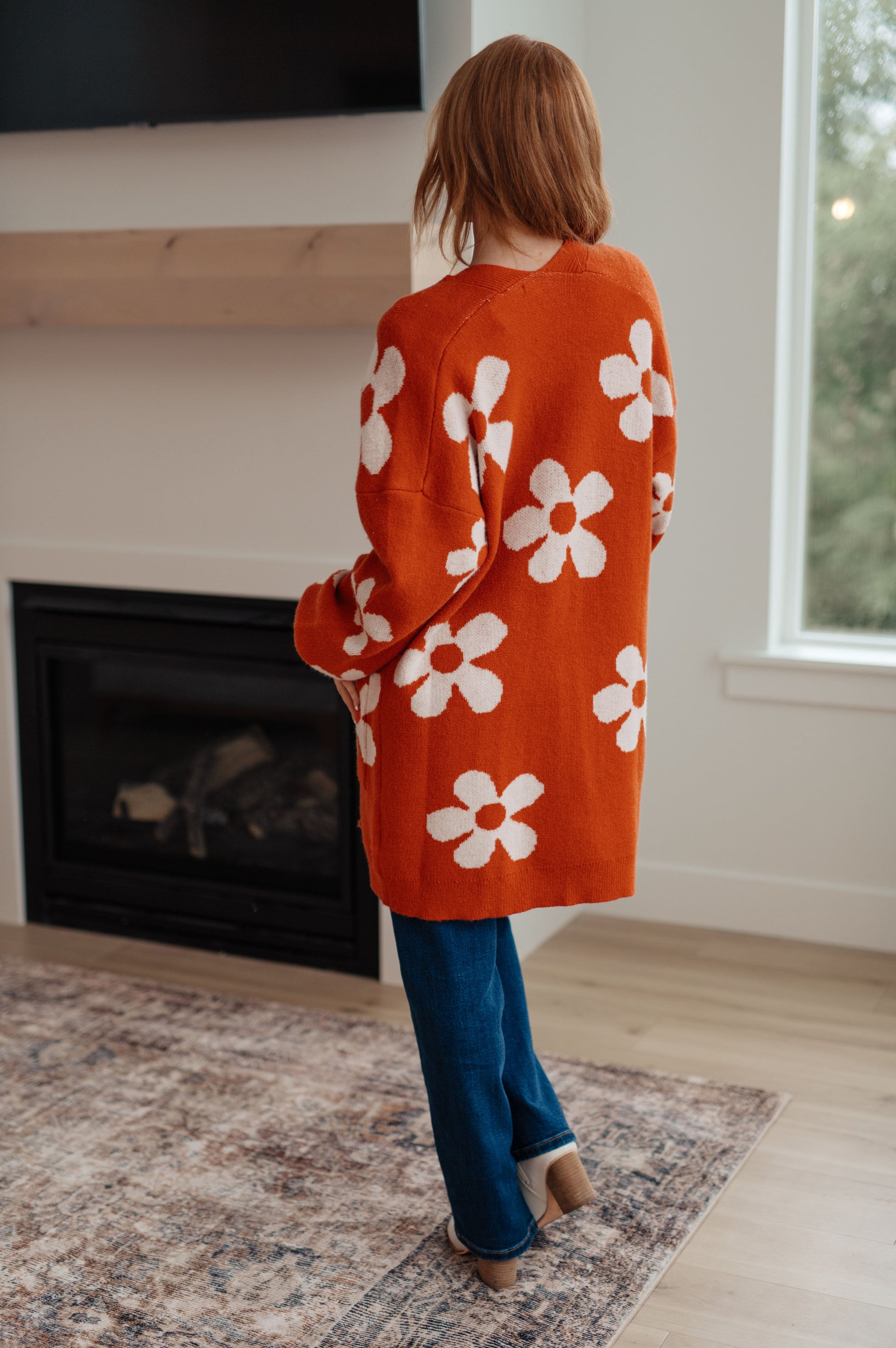Enough Anyways Floral Cardigan in Burnt Orange - Southern Divas Boutique