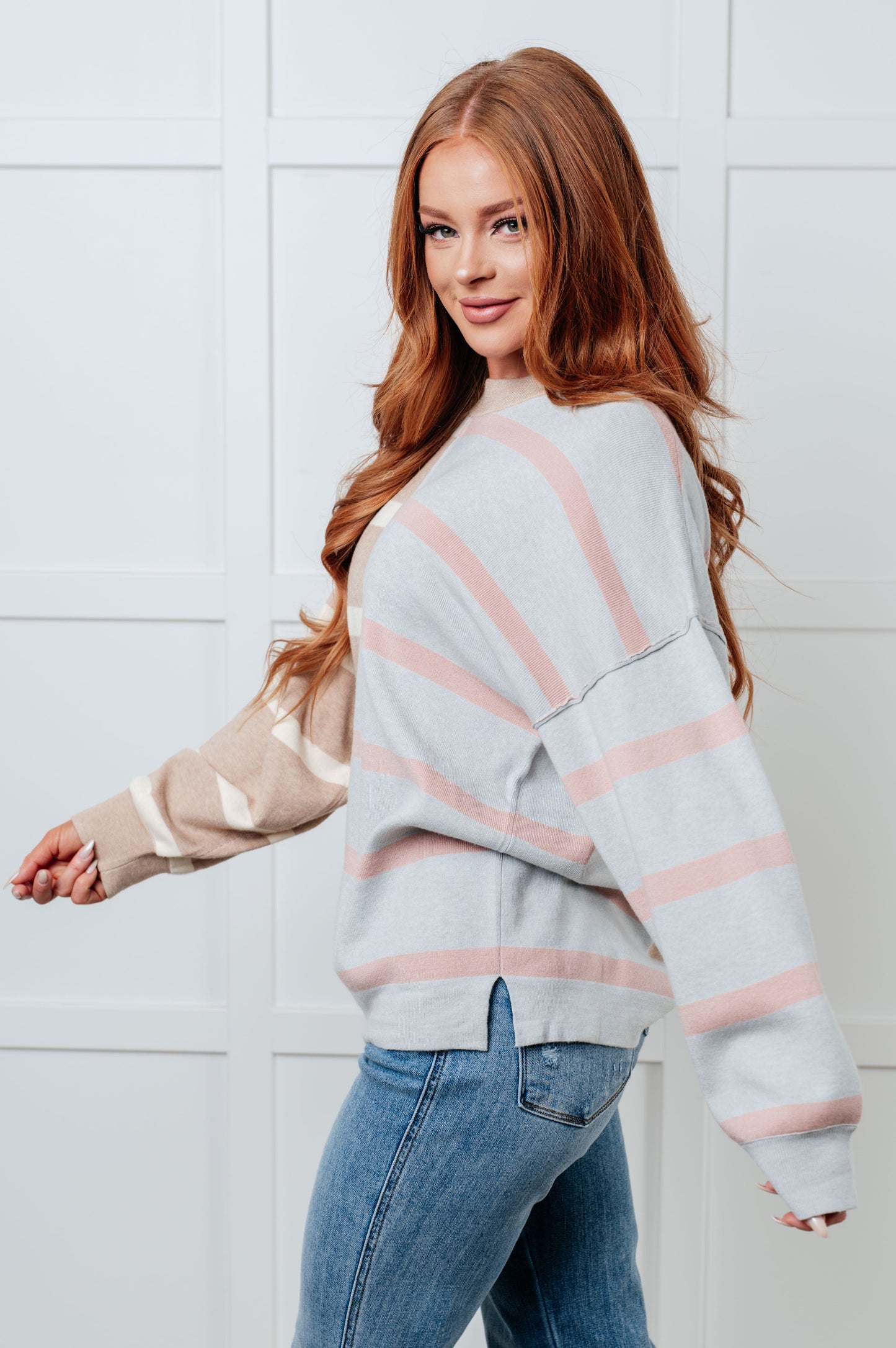 Exceptional Thought Striped Patchwork Sweater - Southern Divas Boutique