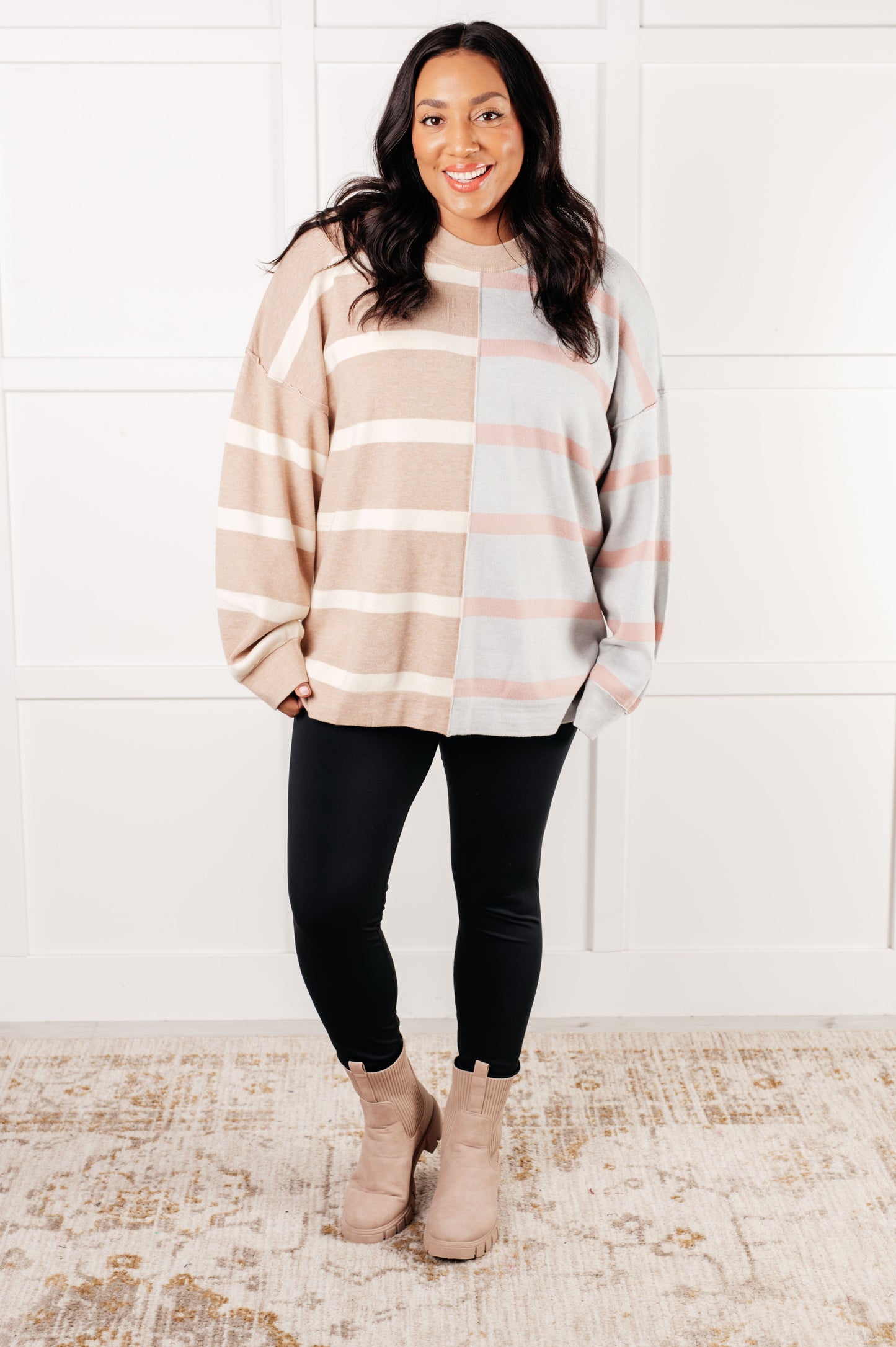 Exceptional Thought Striped Patchwork Sweater - Southern Divas Boutique