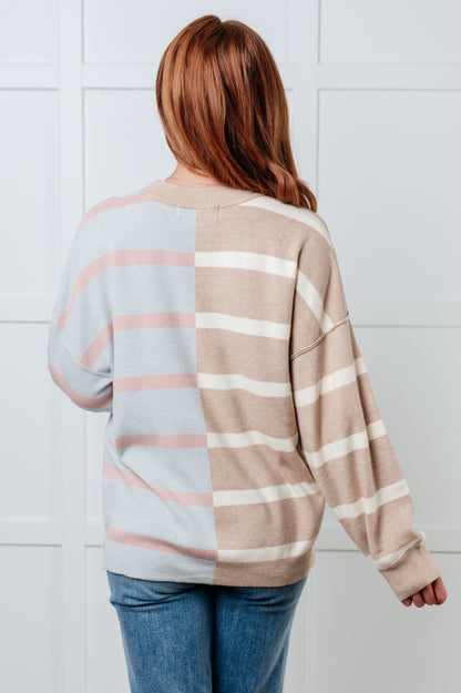 Exceptional Thought Striped Patchwork Sweater - Southern Divas Boutique