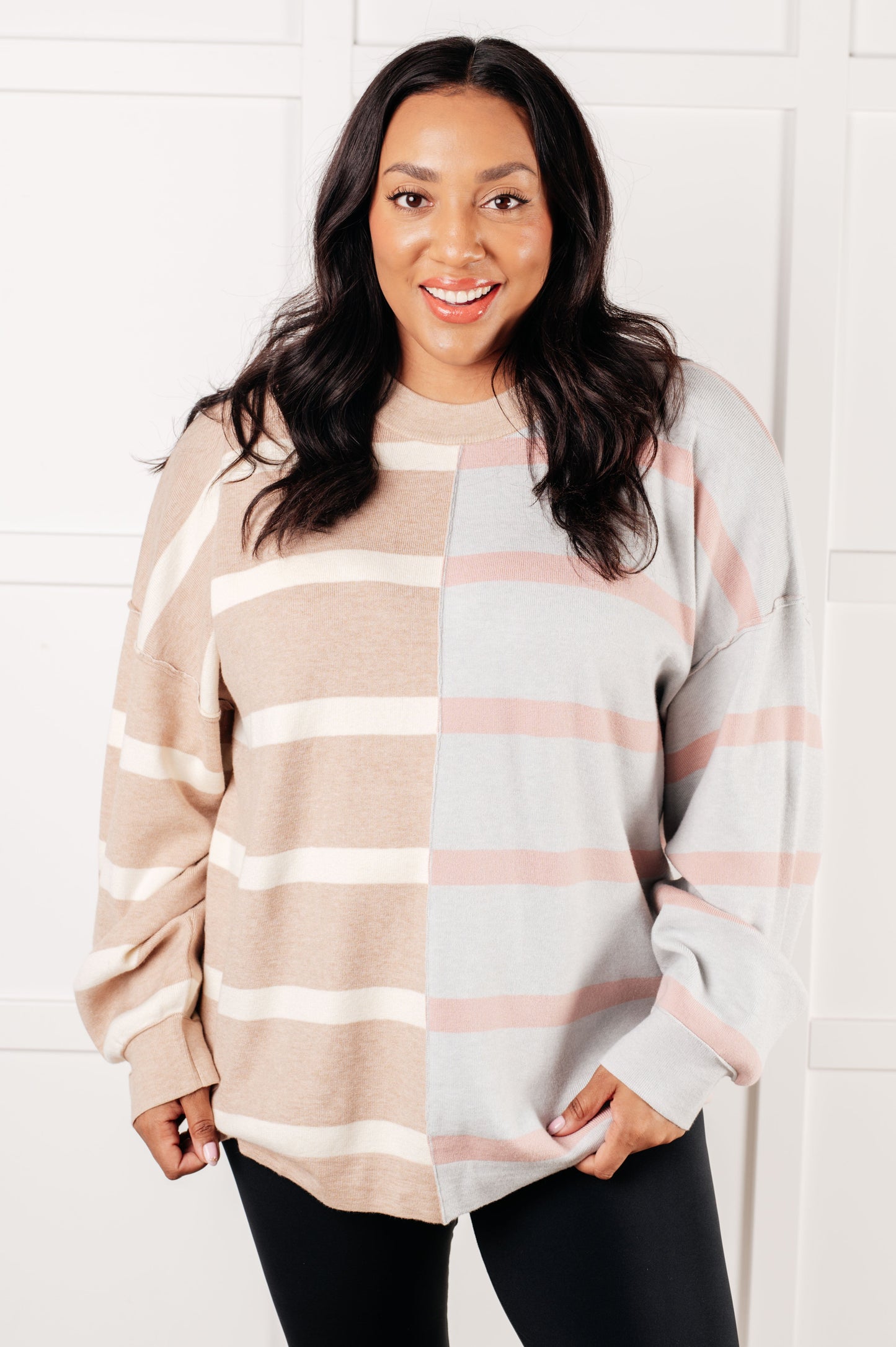 Exceptional Thought Striped Patchwork Sweater - Southern Divas Boutique