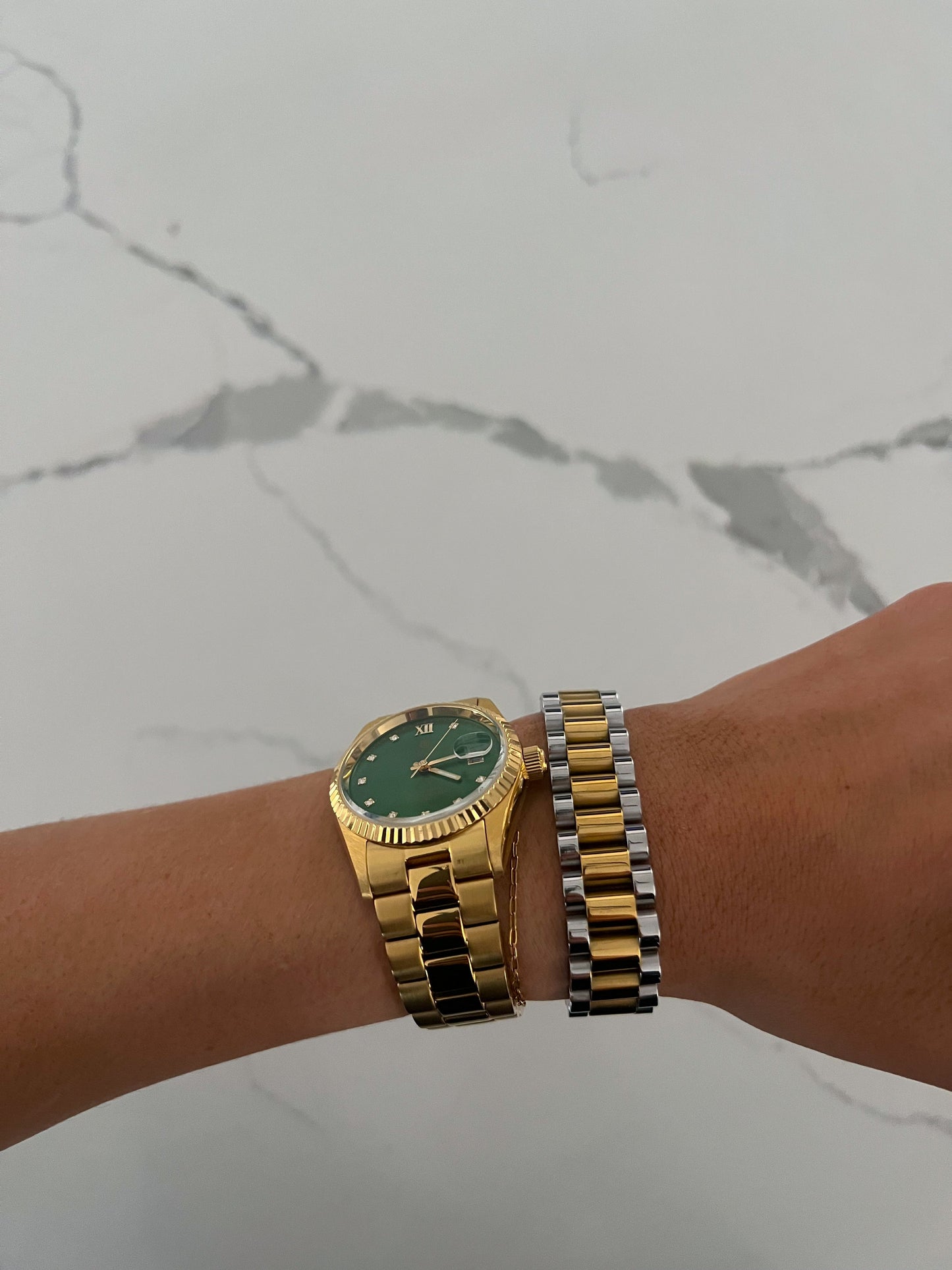 XL TWO TONED WATCH BAND BRACELET - Southern Divas Boutique