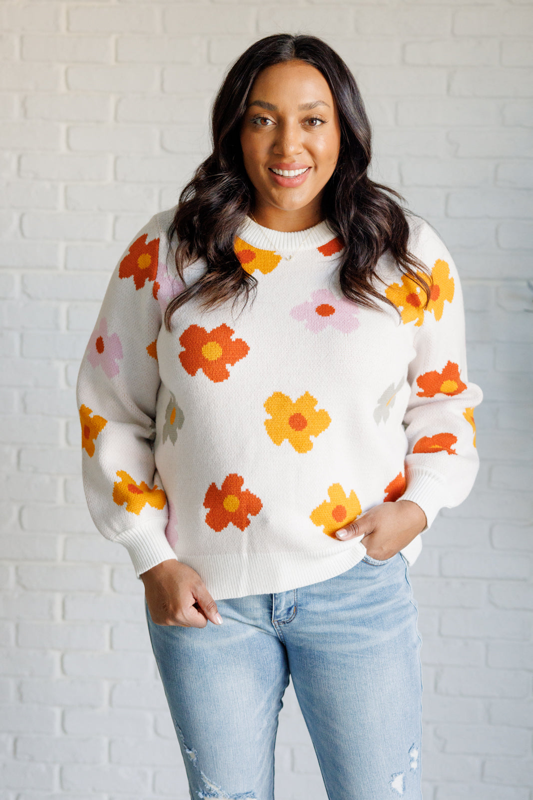 Falling Flowers Floral Sweater - Southern Divas Boutique