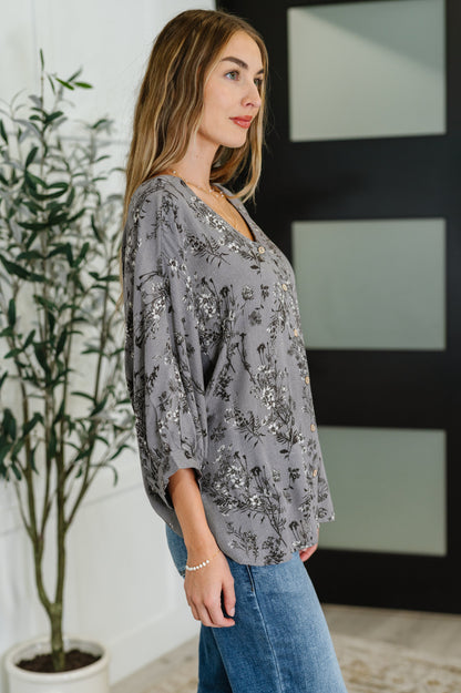 Falling in Deep Crinkle Woven Blouse Dune Grey - Southern Divas Boutique