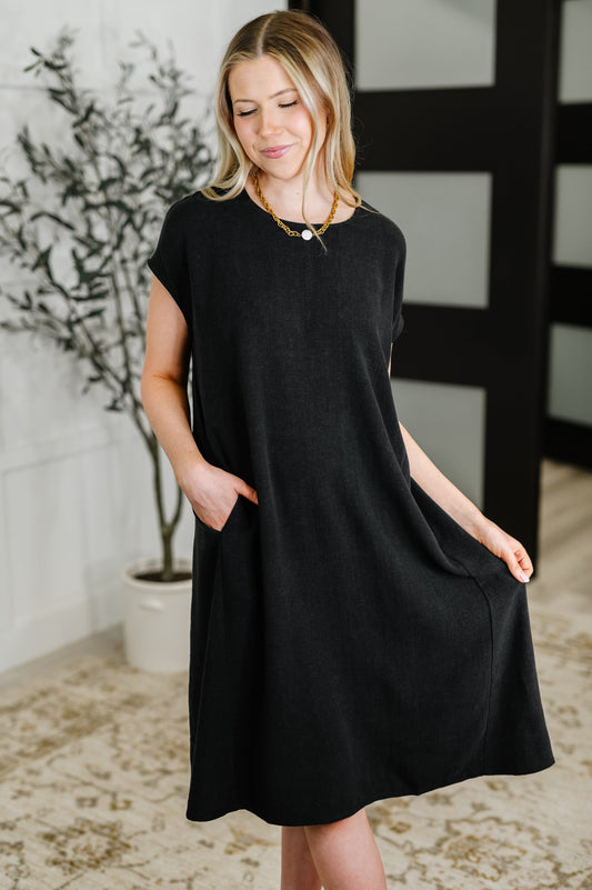Flatter Me Later Relaxed Dress in Black - Southern Divas Boutique