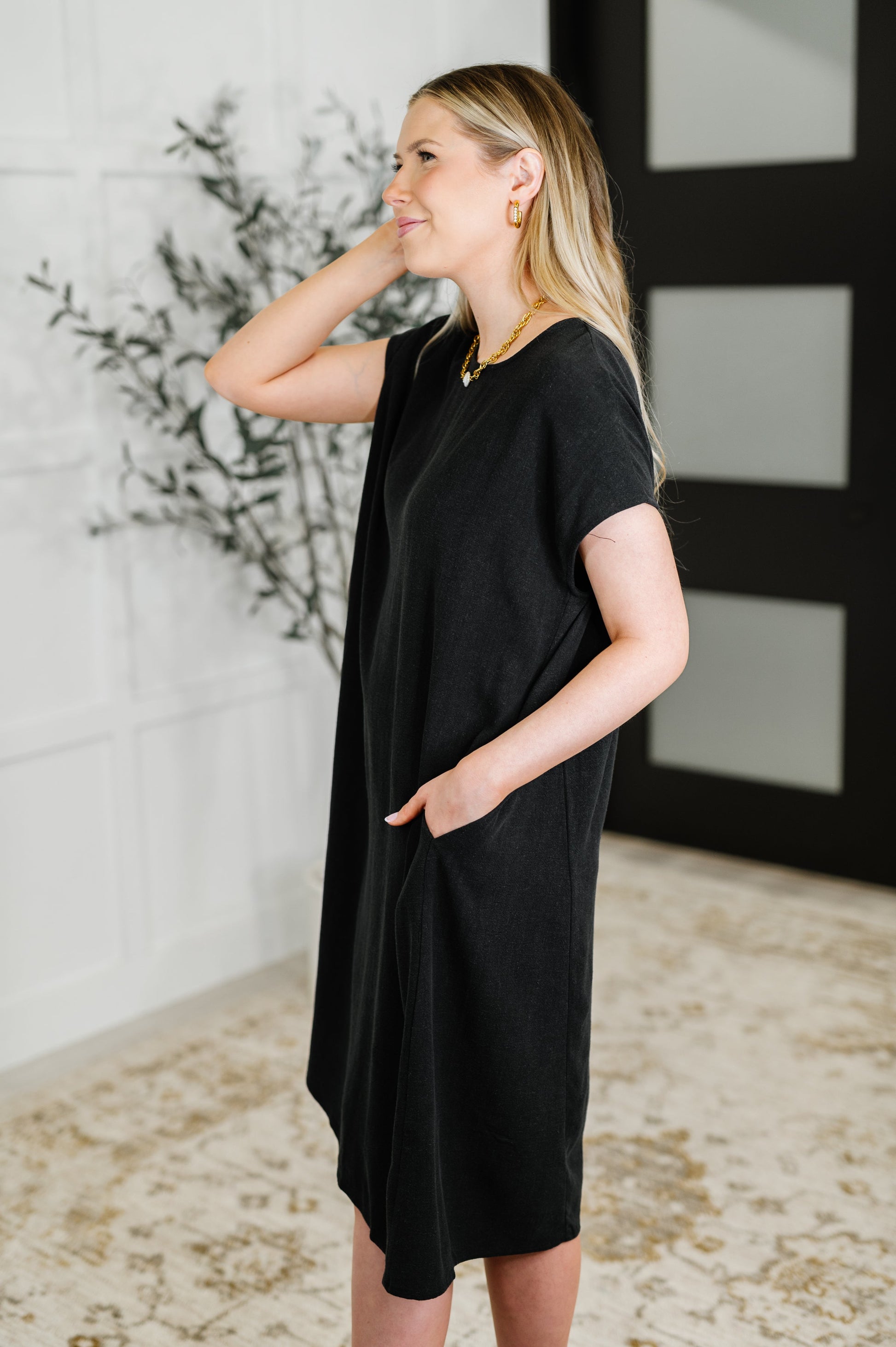 Flatter Me Later Relaxed Dress in Black - Southern Divas Boutique
