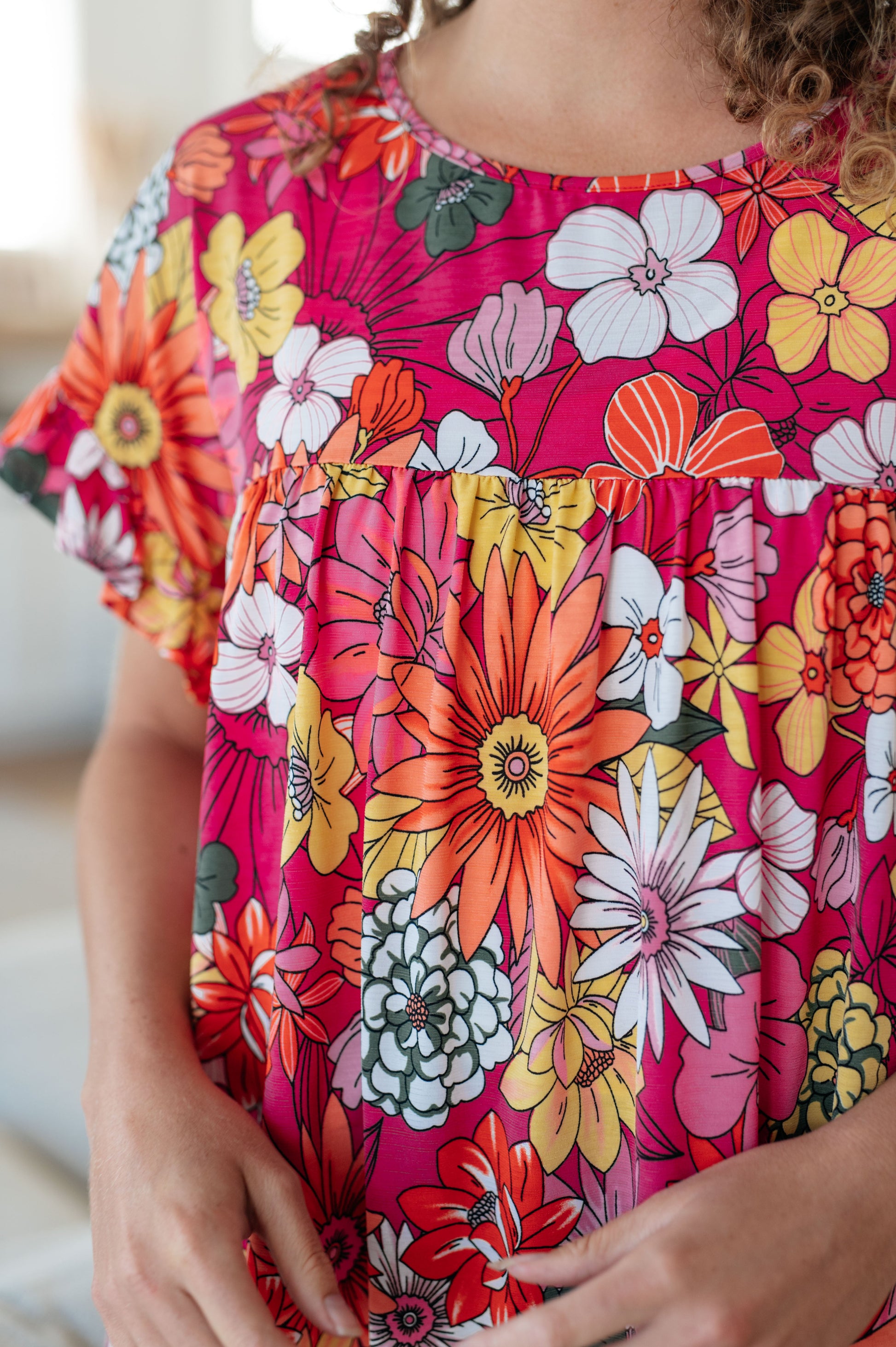 Flit About Floral Top in Pink - Southern Divas Boutique