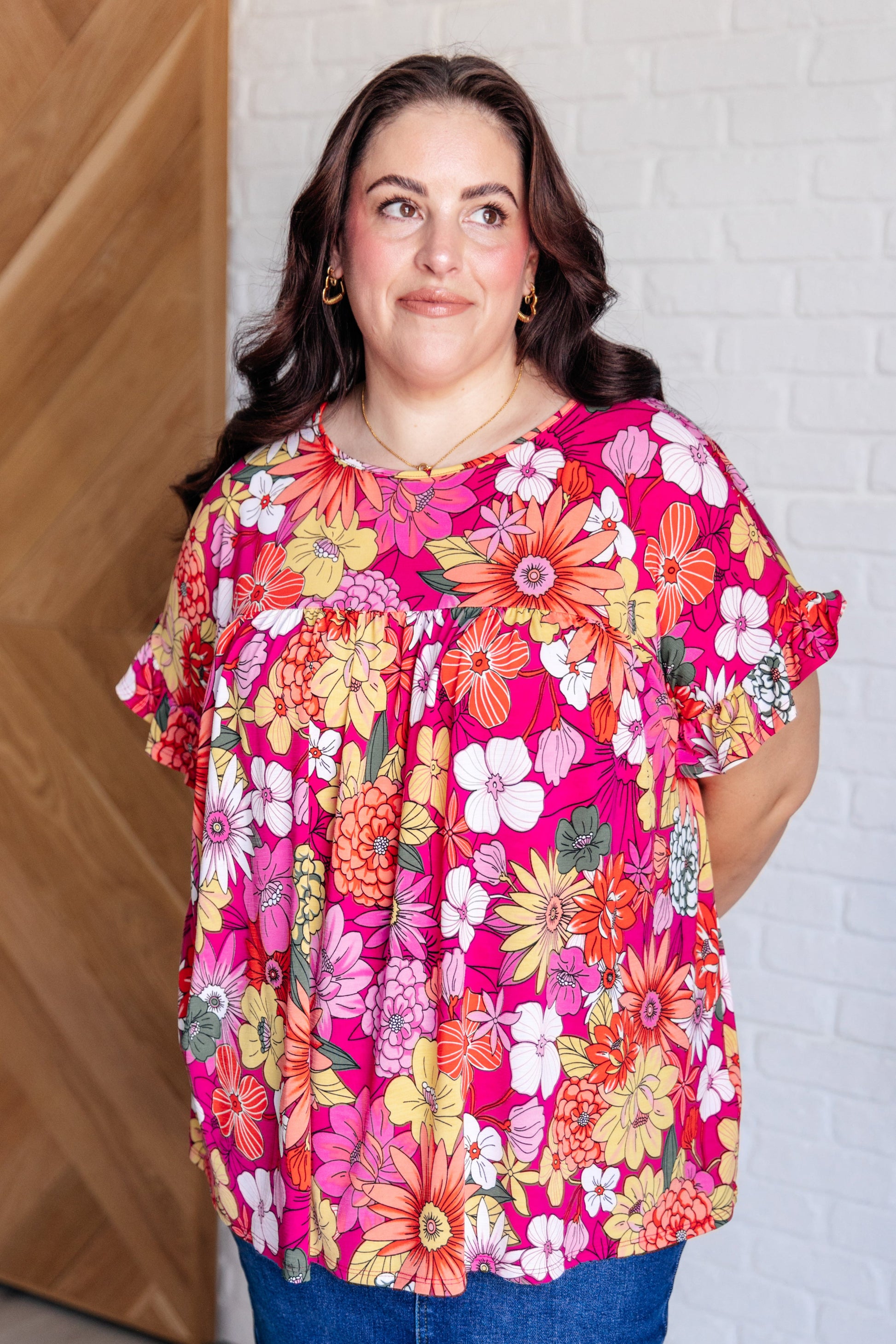 Flit About Floral Top in Pink - Southern Divas Boutique