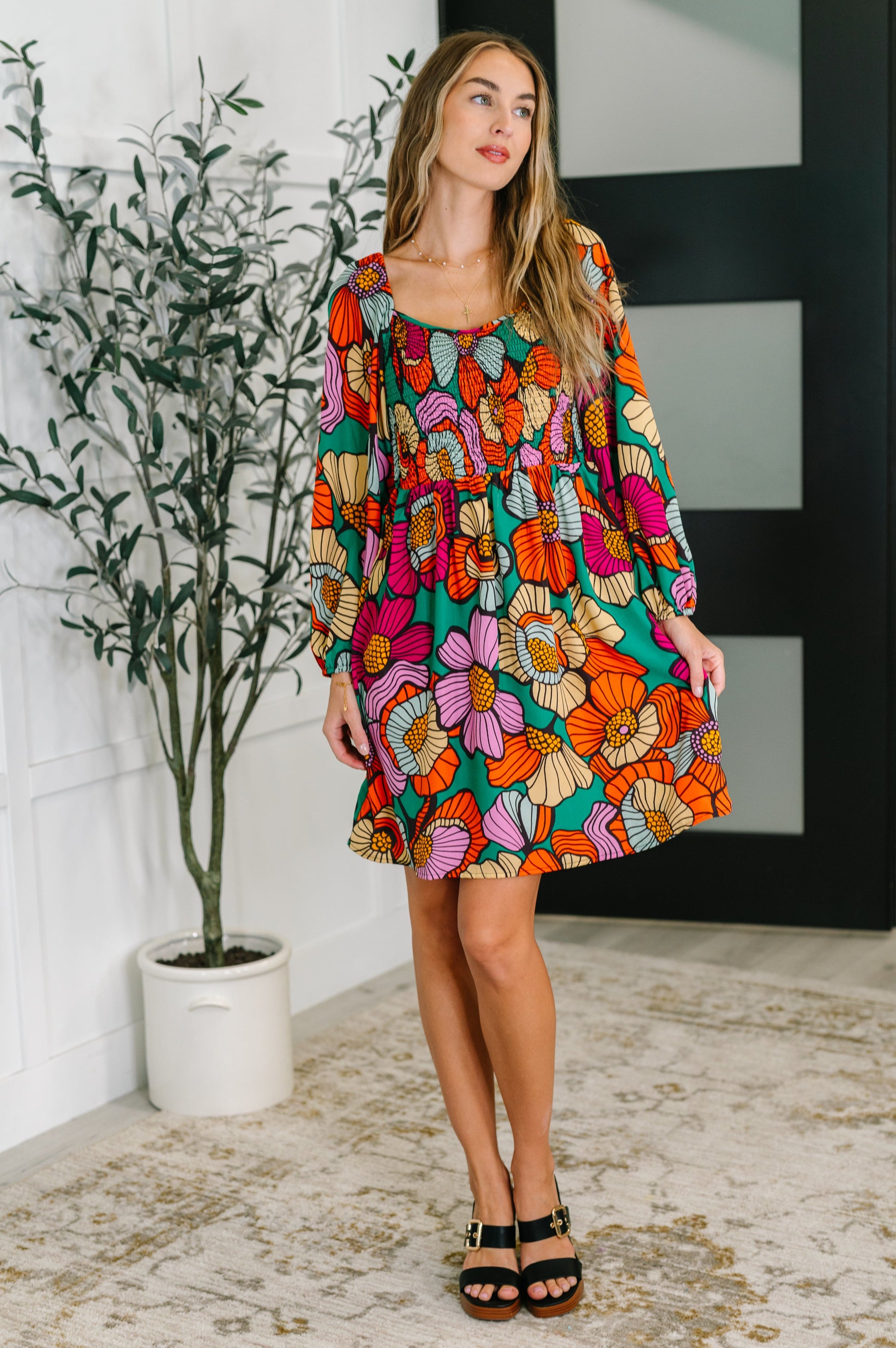 Floral Affairs Scoop Neck Dress - Southern Divas Boutique