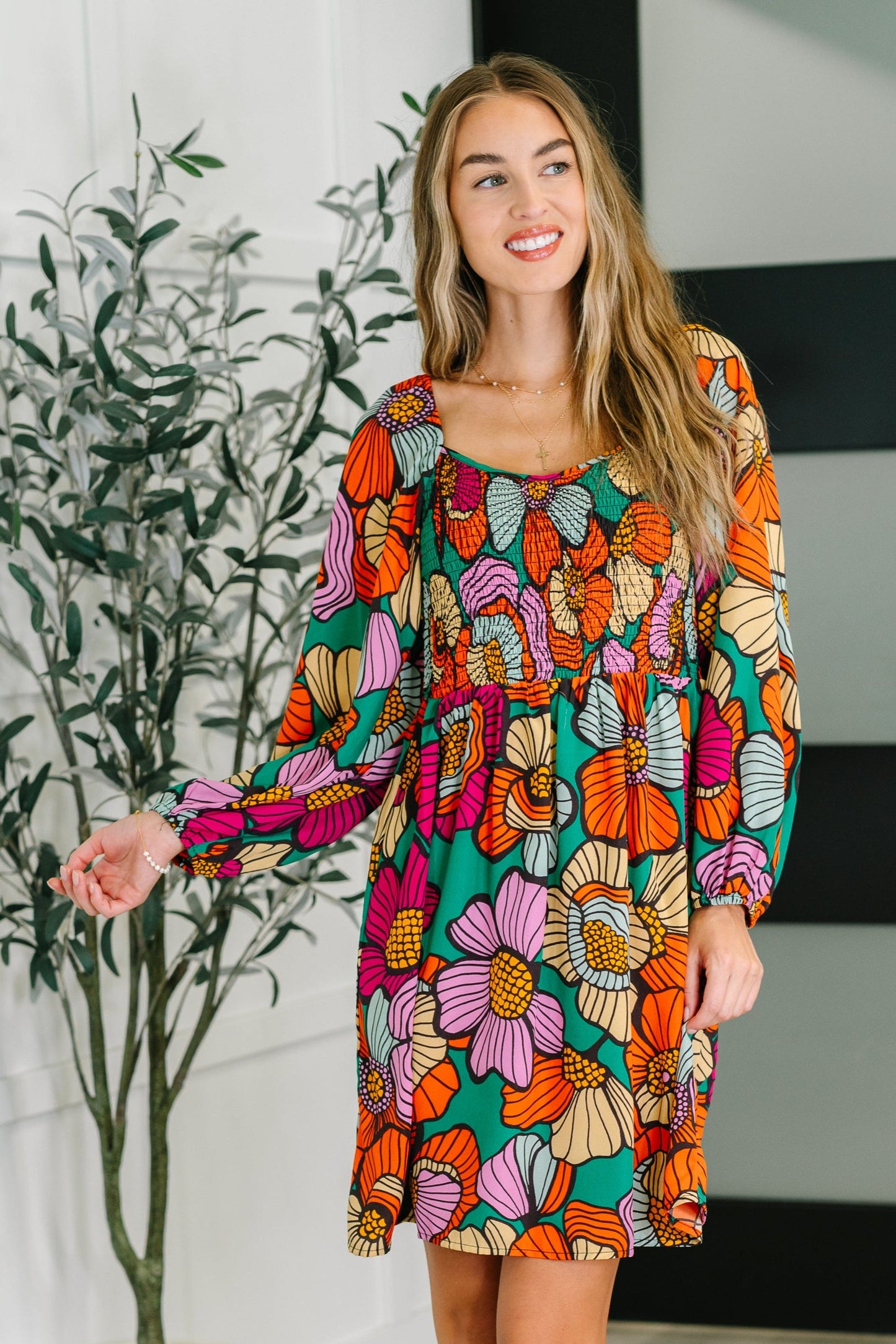 Floral Affairs Scoop Neck Dress - Southern Divas Boutique