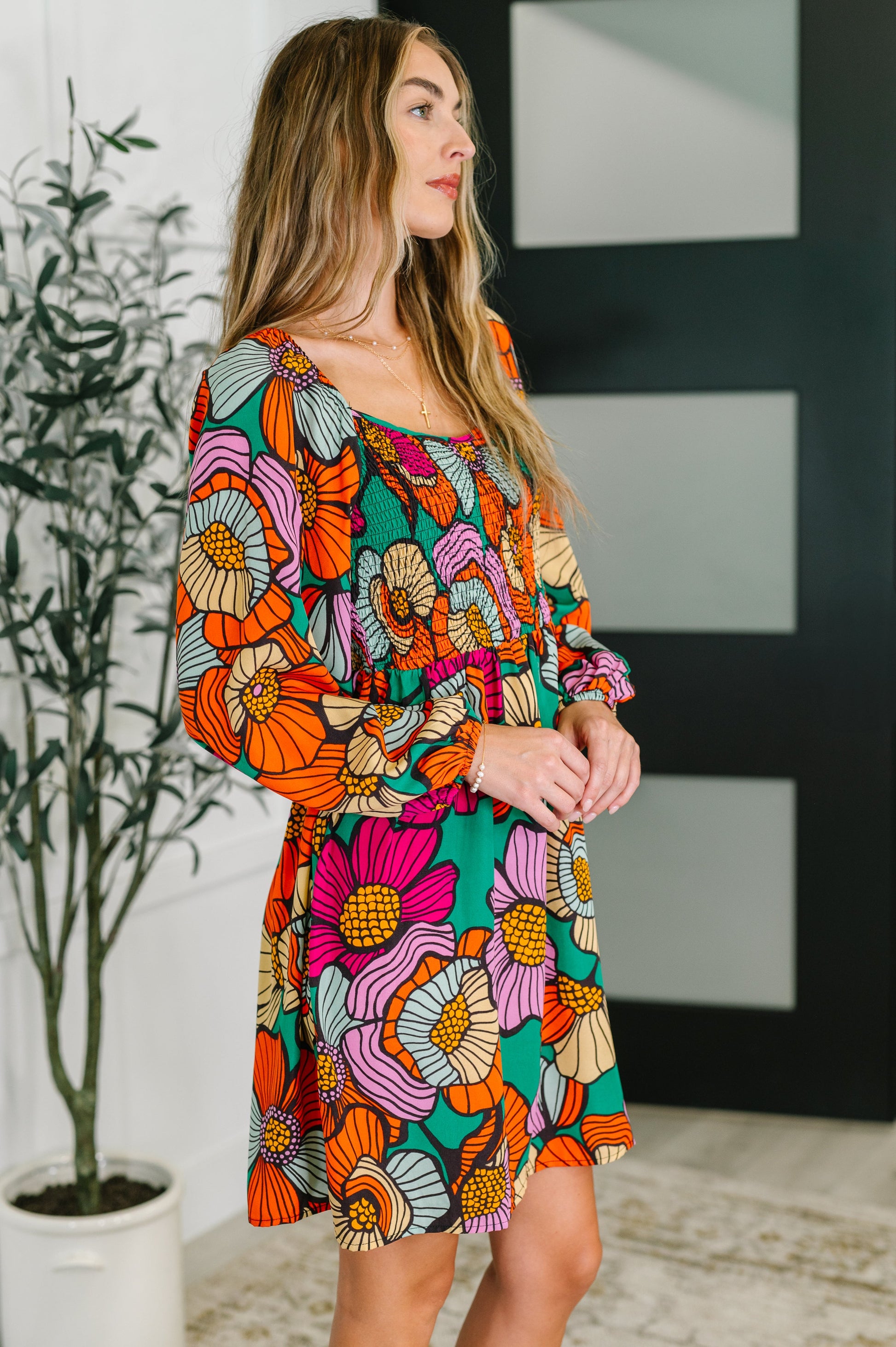 Floral Affairs Scoop Neck Dress - Southern Divas Boutique
