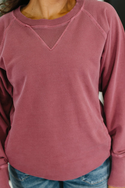 For the Experience Relaxed Pullover in Cabernet - Southern Divas Boutique