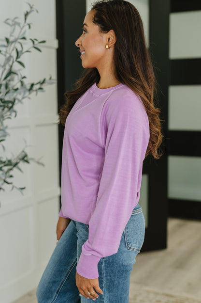For the Experience Relaxed Pullover in Lavender - Southern Divas Boutique