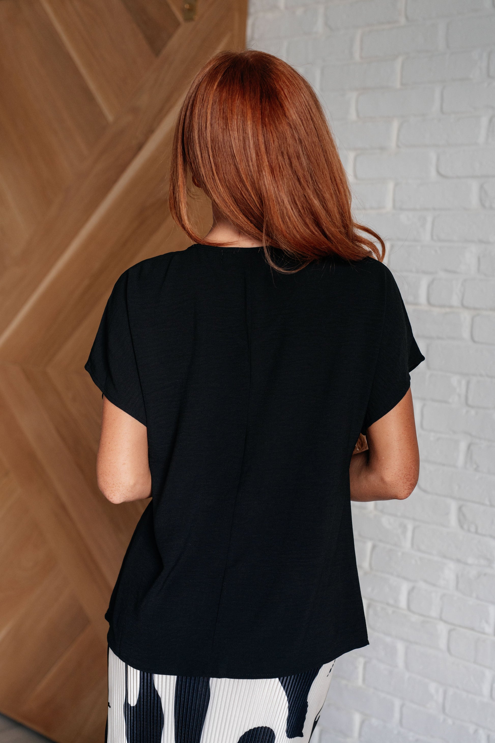 Frequently Asked Questions V-Neck Top in Black - Southern Divas Boutique