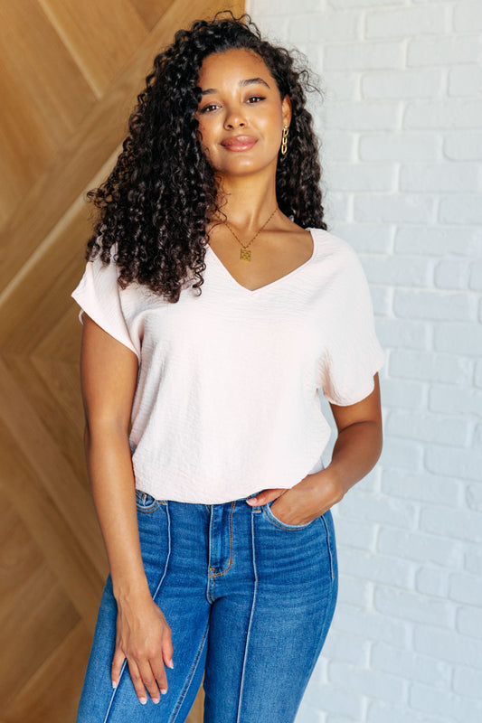 Frequently Asked Questions V-Neck Top in Blush - Southern Divas Boutique