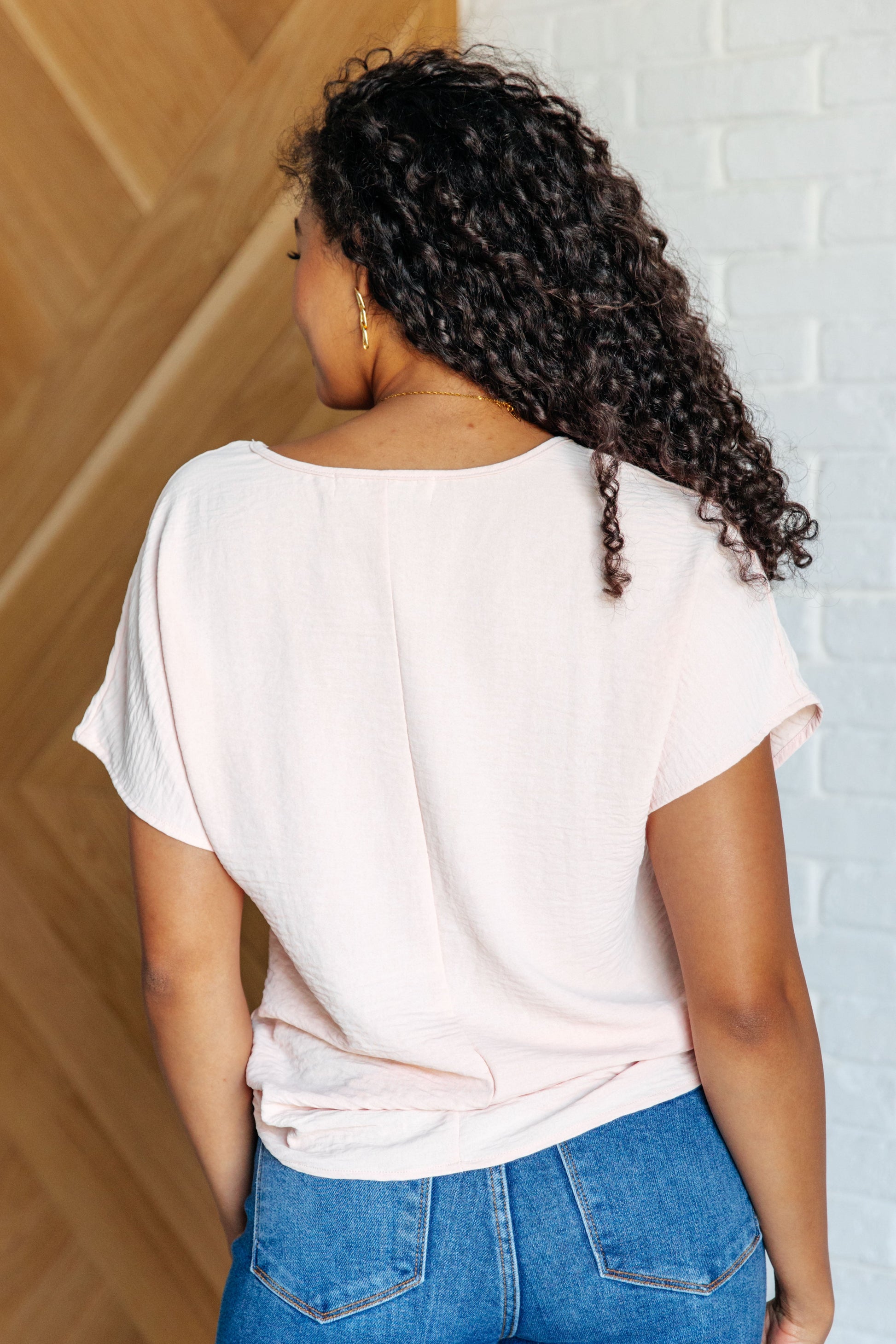 Frequently Asked Questions V-Neck Top in Blush - Southern Divas Boutique