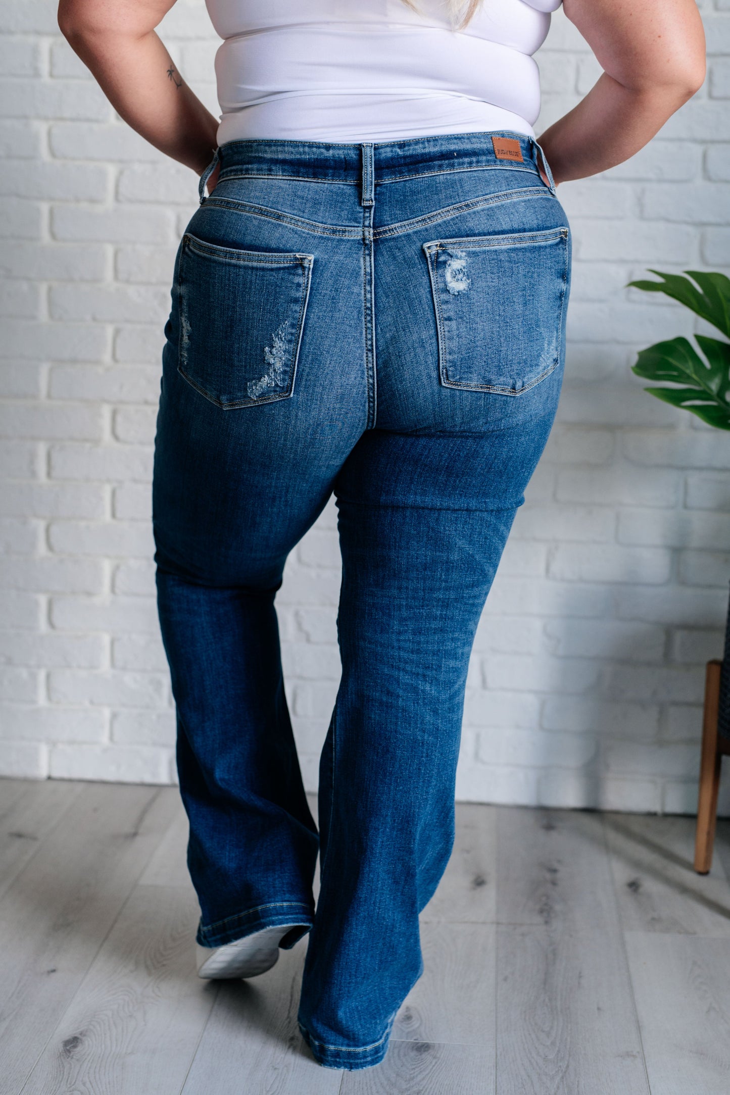 Gabriella Mid Rise Distressed Button Fly Flare Jeans - Southern Divas Boutique