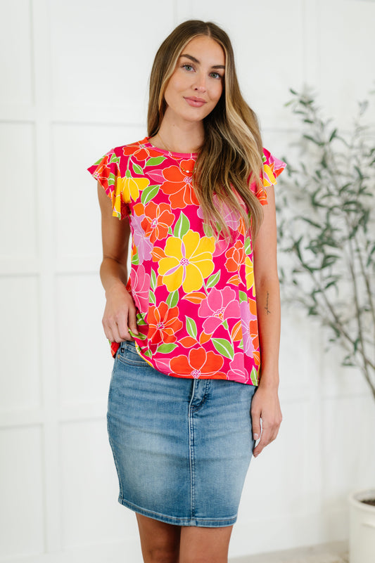 Garden Giggles Flutter Sleeve Top - Southern Divas Boutique