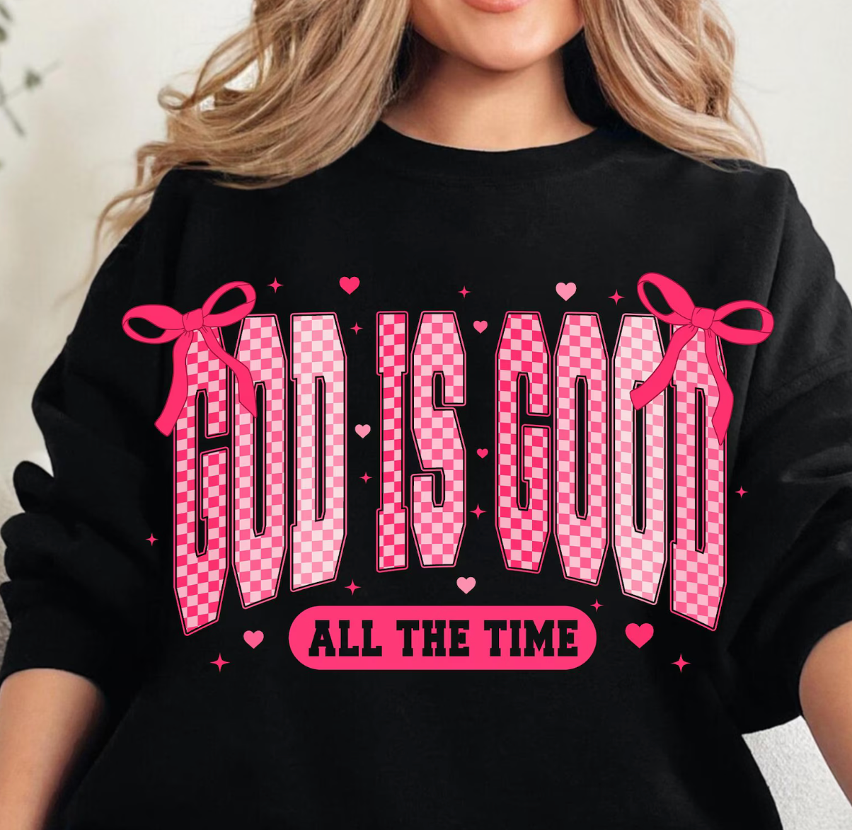 God is Good Pink Bows Graphic Tee and Sweatshirt - Southern Divas Boutique