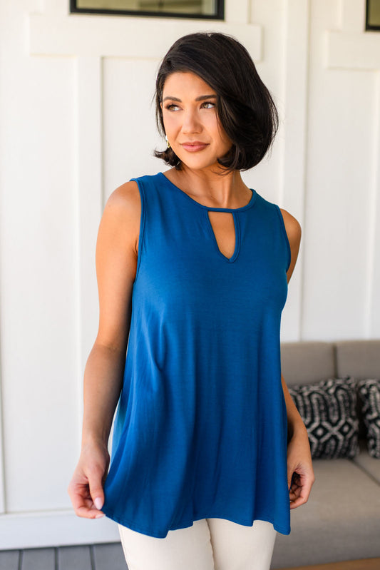Greater than Great Keyhole Detail Tank in Teal - Southern Divas Boutique