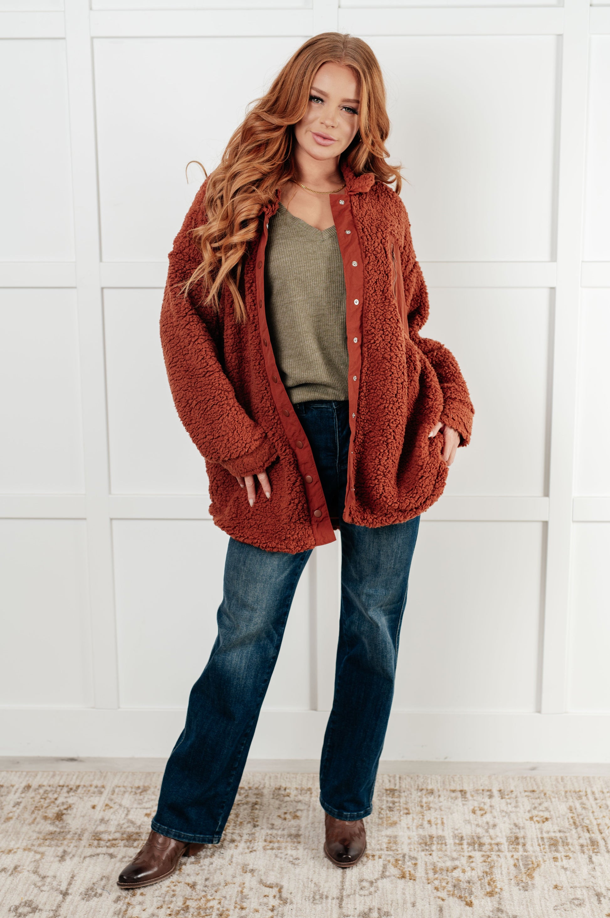 On a Roll Ribbed Knit V Neck Long Sleeve Top - Southern Divas Boutique