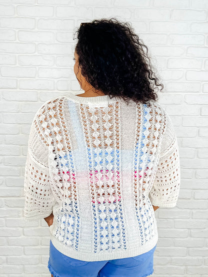 Hallow Laugh Open Knit Top - Southern Divas Boutique
