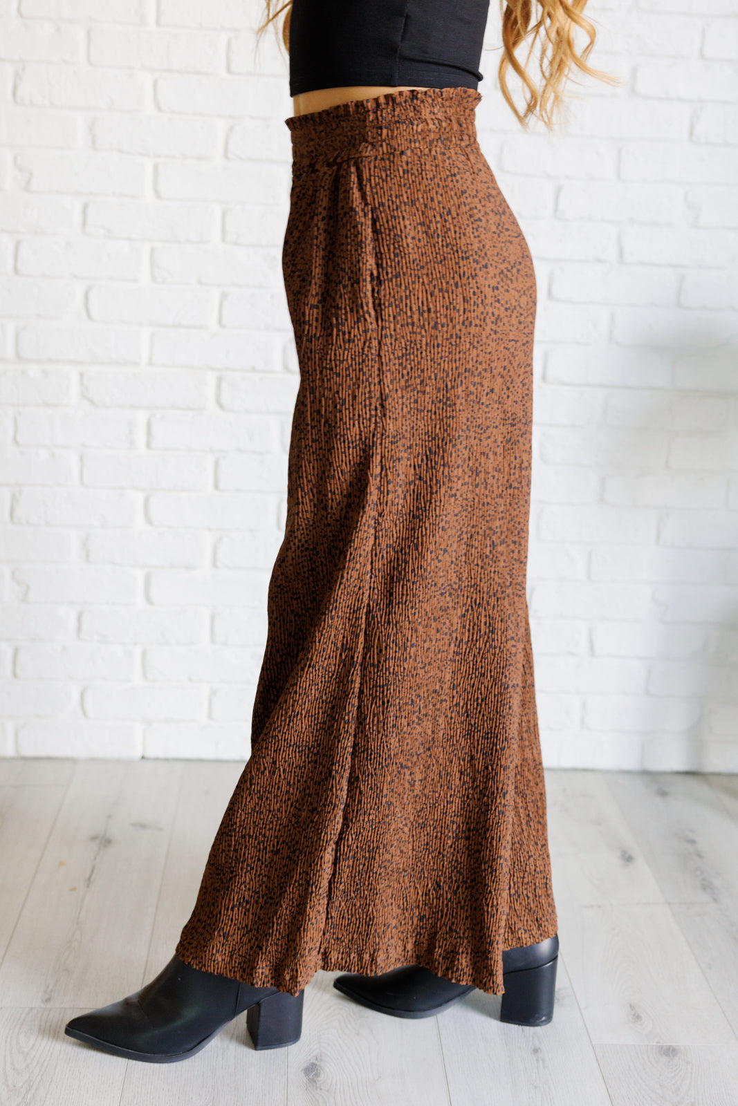 Harmony High Rise Wide Leg Pants in Brown - Southern Divas Boutique