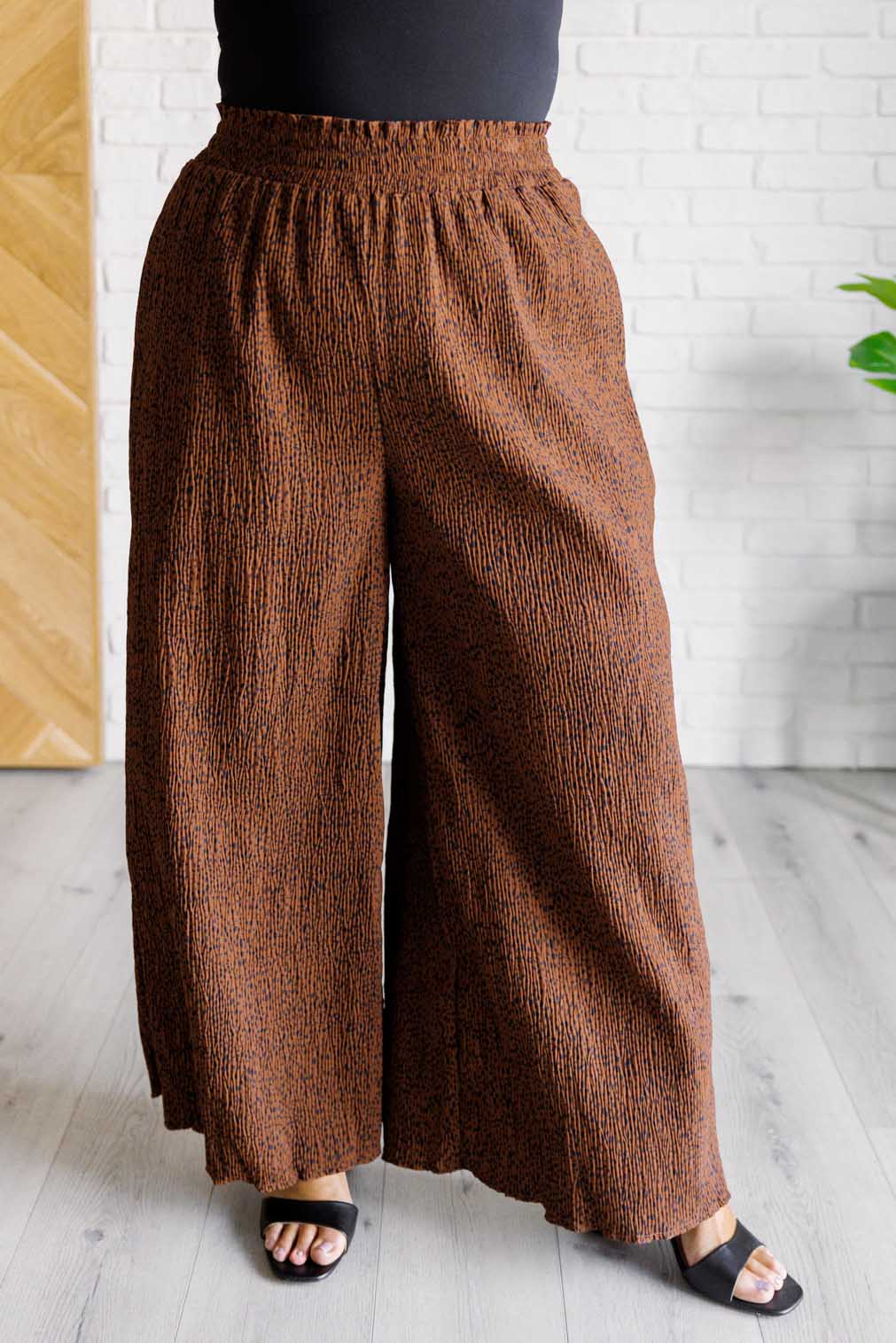 Harmony High Rise Wide Leg Pants in Brown - Southern Divas Boutique