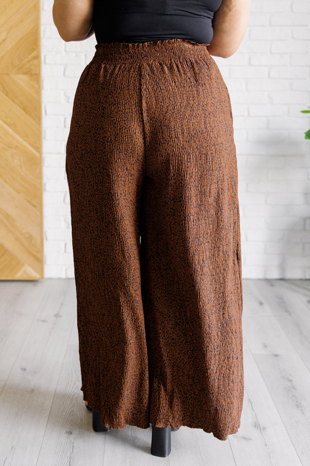 Harmony High Rise Wide Leg Pants in Brown - Southern Divas Boutique