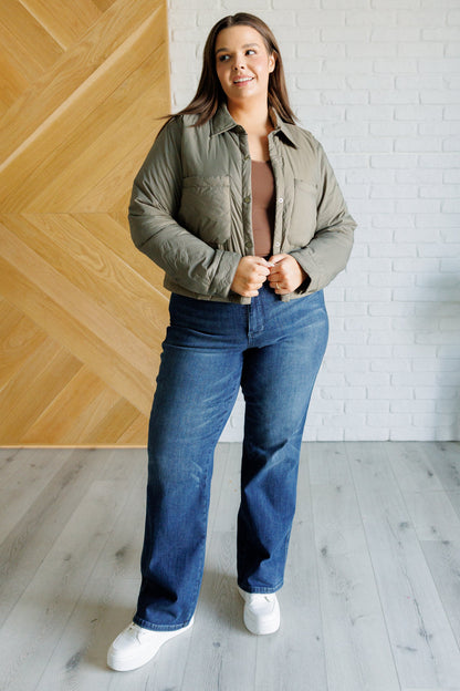 Hear Me Out Lightweight Puffer Jacket in Olive - Southern Divas Boutique