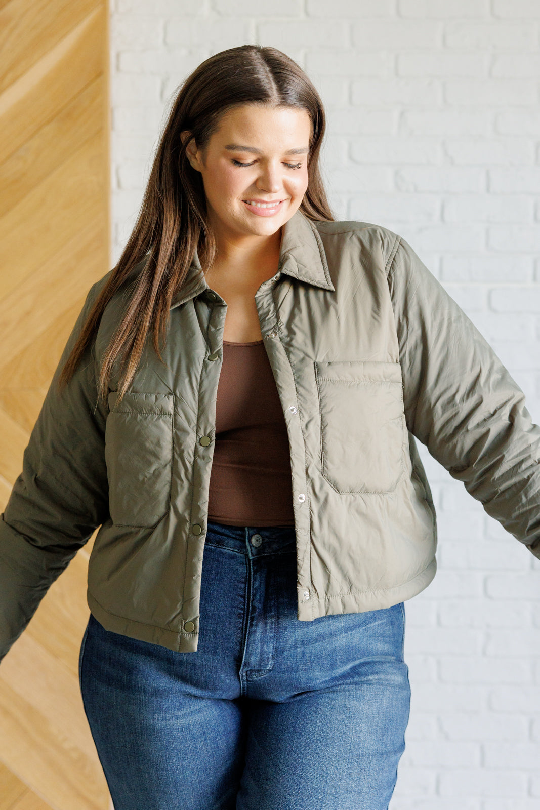 Hear Me Out Lightweight Puffer Jacket in Olive - Southern Divas Boutique
