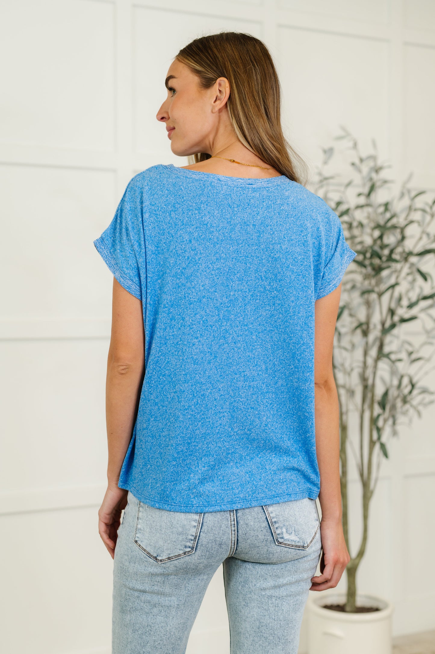 Heathered Harmony Basic Tee in Ocean Blue - Southern Divas Boutique