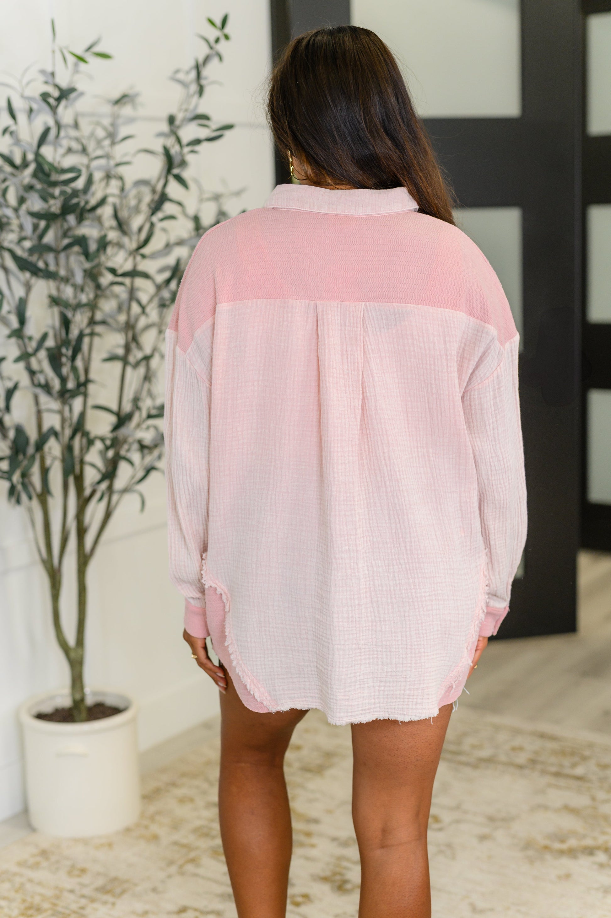 Hot & Unbothered Full Front Button Down Shacket in Pink - Southern Divas Boutique