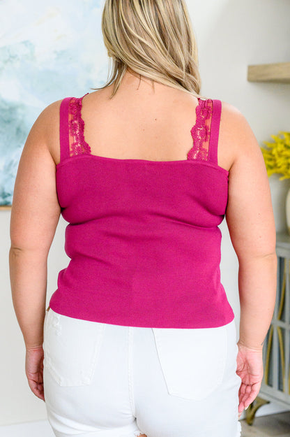 I Can Love You Better Lace Trim Tank in Berry - Southern Divas Boutique