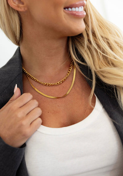 CHAIN + HERRINGBONE NECKLACE - Southern Divas Boutique