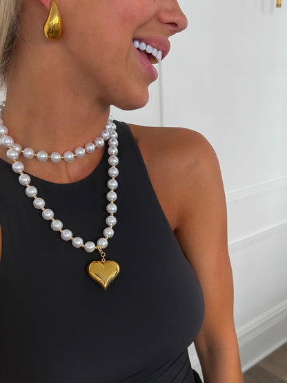 WRAP AROUND PEARL HEART NECKLACE - Southern Divas Boutique