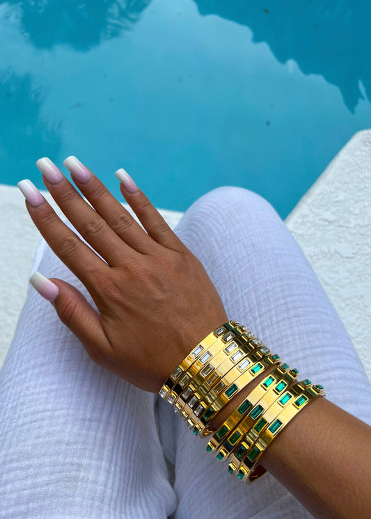 EMERALD + WHITE BANGLE - Southern Divas Boutique