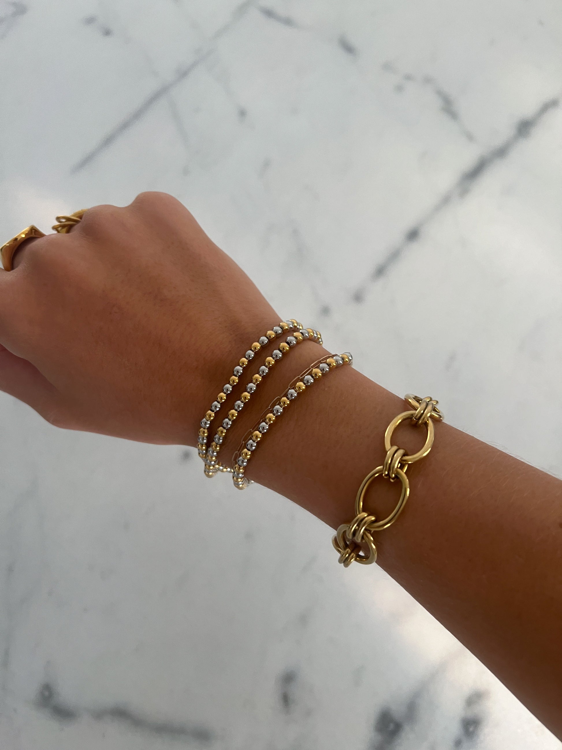 TWO TONED BEADED BRACELET - Southern Divas Boutique