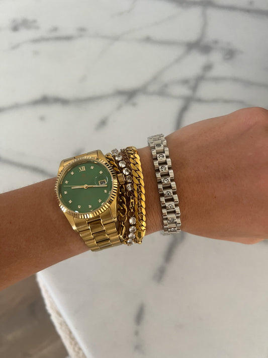 SILVER DIAMOND WATCH BAND BRACELET - Southern Divas Boutique