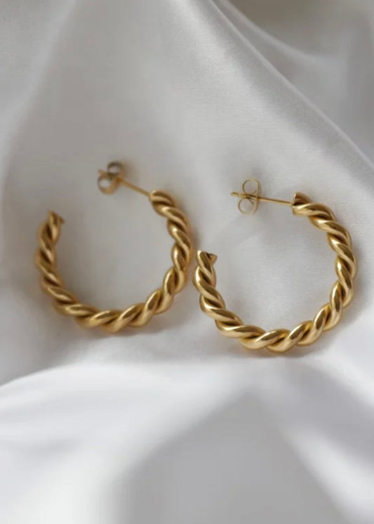 GOLD MEDIUM TWIST HOOPS - Southern Divas Boutique