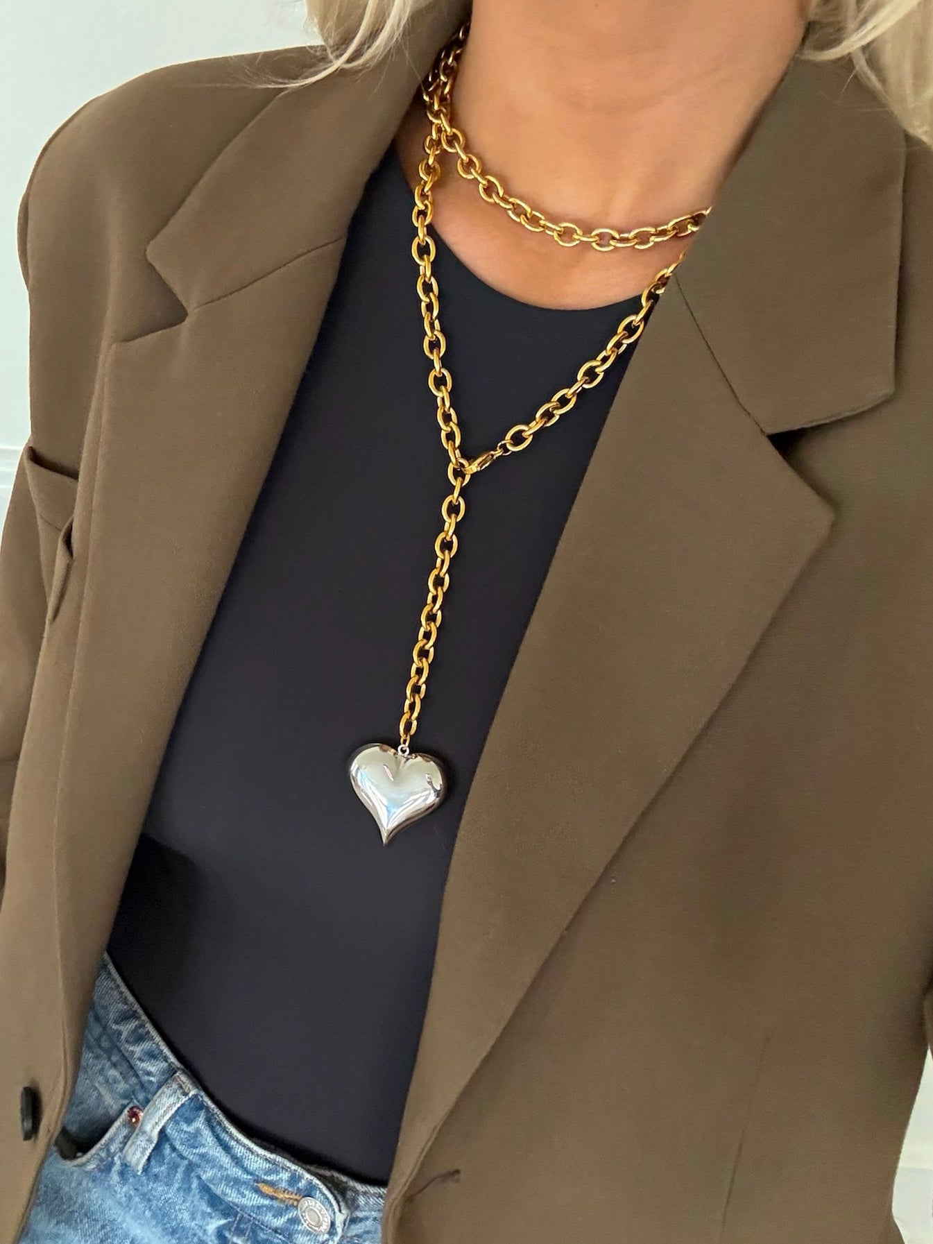 TWO TONED HEART NECKLACE - Southern Divas Boutique
