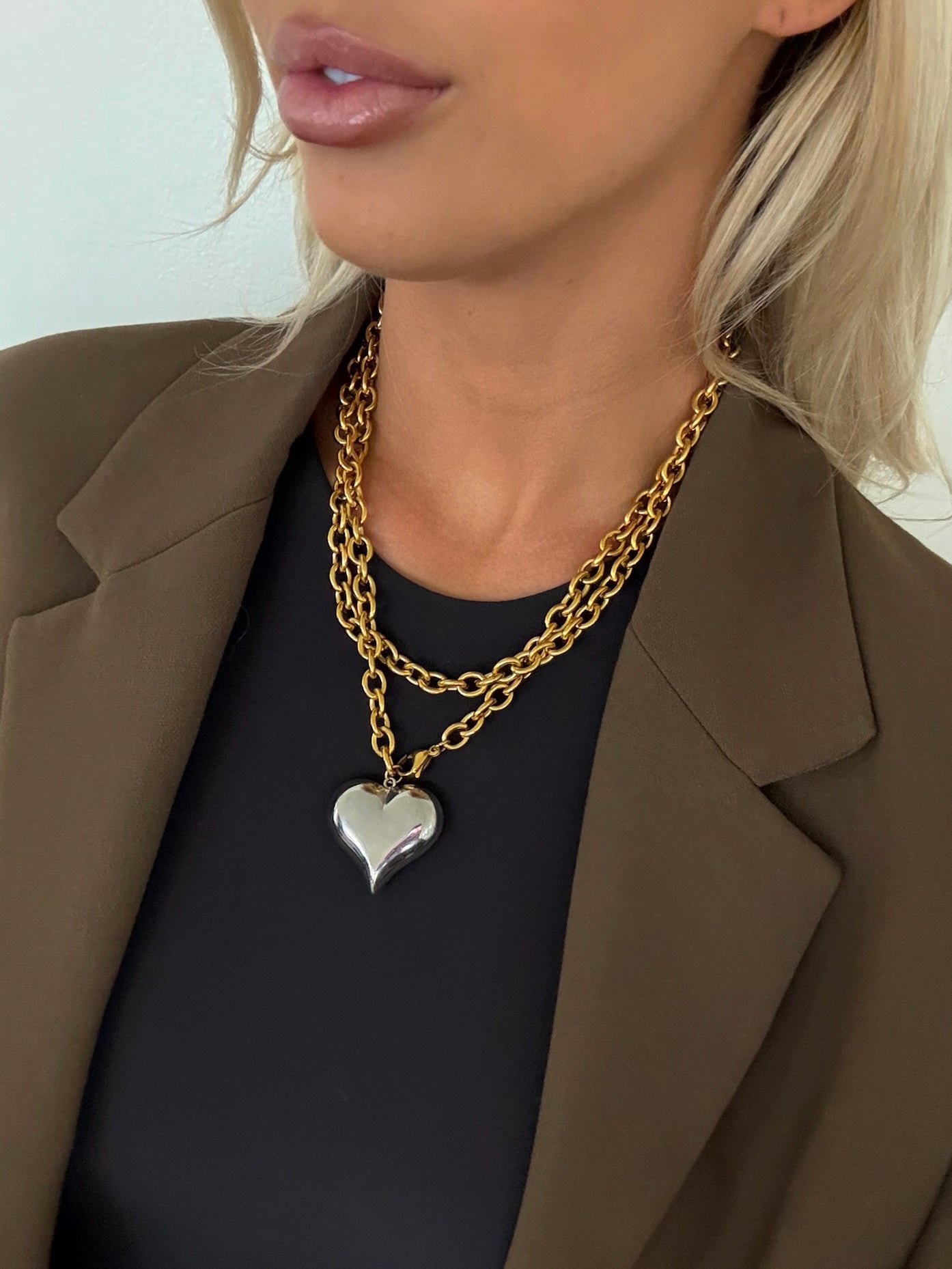 TWO TONED HEART NECKLACE - Southern Divas Boutique
