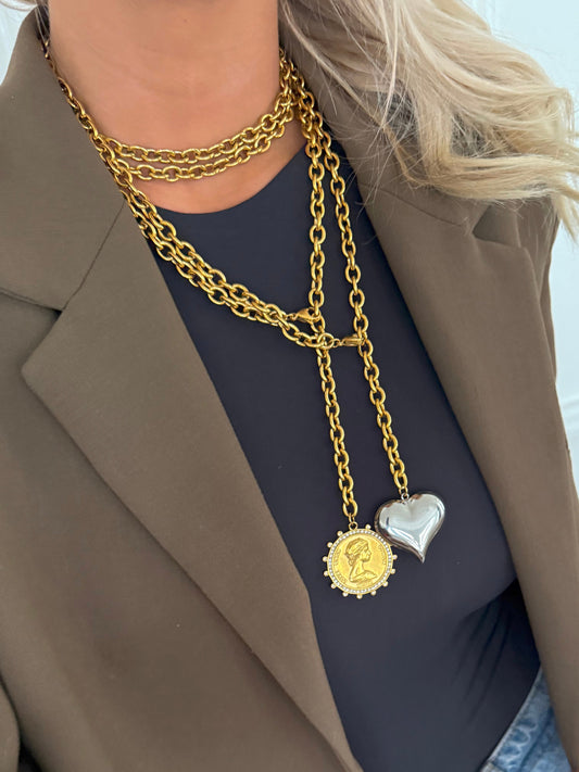 TWO TONED HEART NECKLACE - Southern Divas Boutique