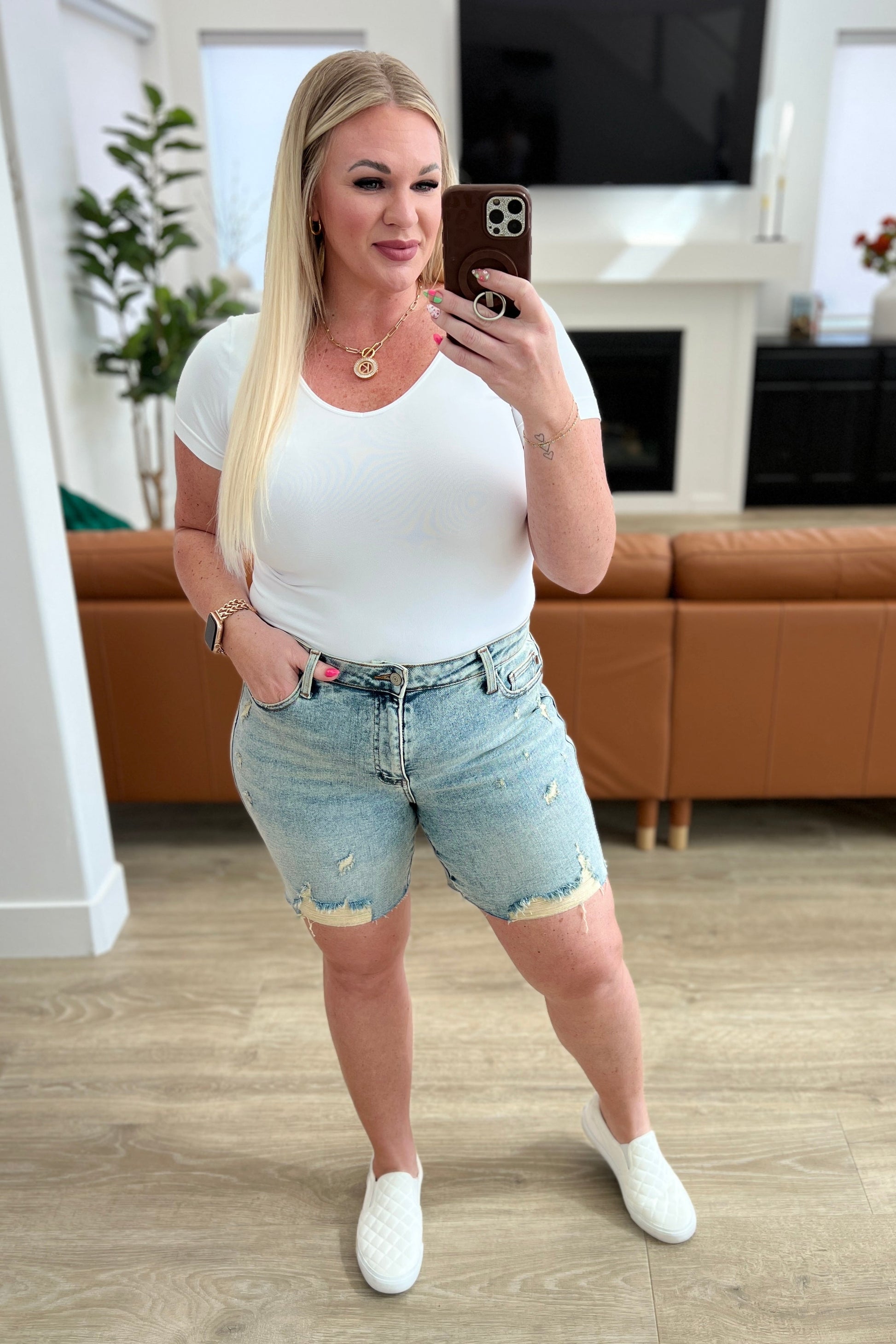 Cindy High Rise Mineral Wash Distressed Boyfriend Shorts - Southern Divas Boutique