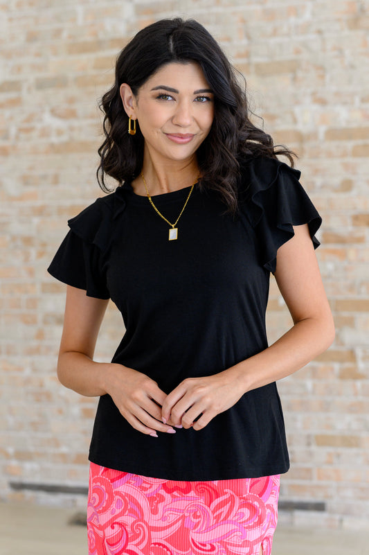 I'll Allow It Flutter Sleeve Tee In Black - Southern Divas Boutique