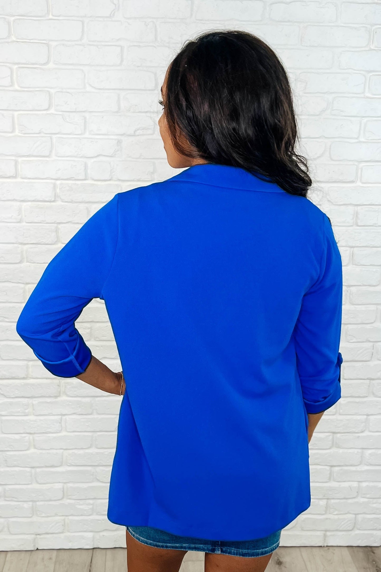 I'm Really That Gal Open Front Blazer in Royal Blue - Southern Divas Boutique
