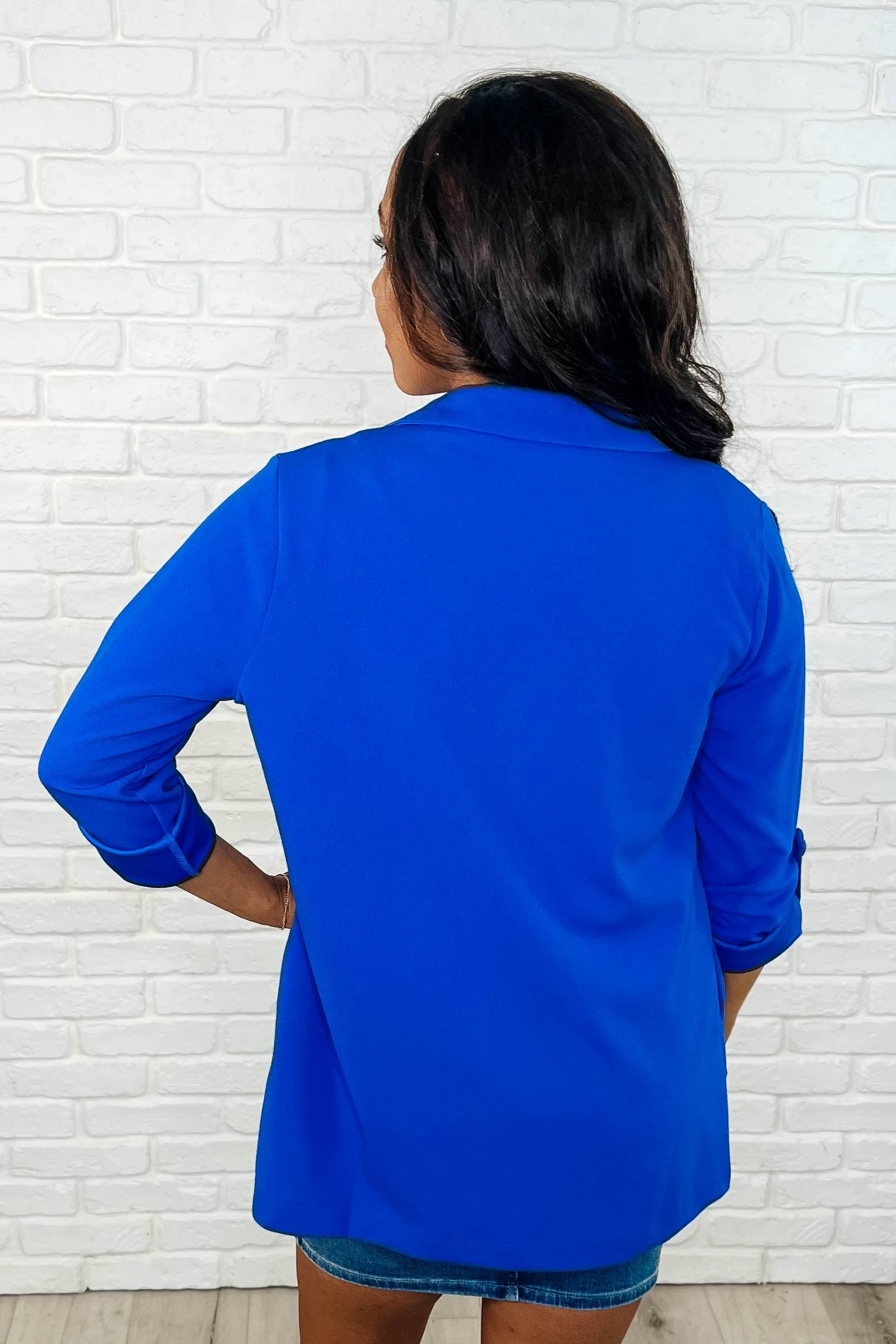 I'm Really That Gal Open Front Blazer in Royal Blue - Southern Divas Boutique