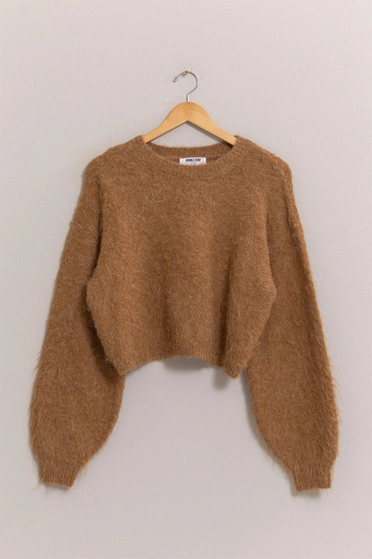 Latte Run Cropped Sweater - Southern Divas Boutique